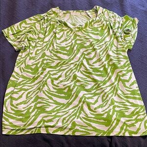Susan Graver Lime Zebra Print V-neck